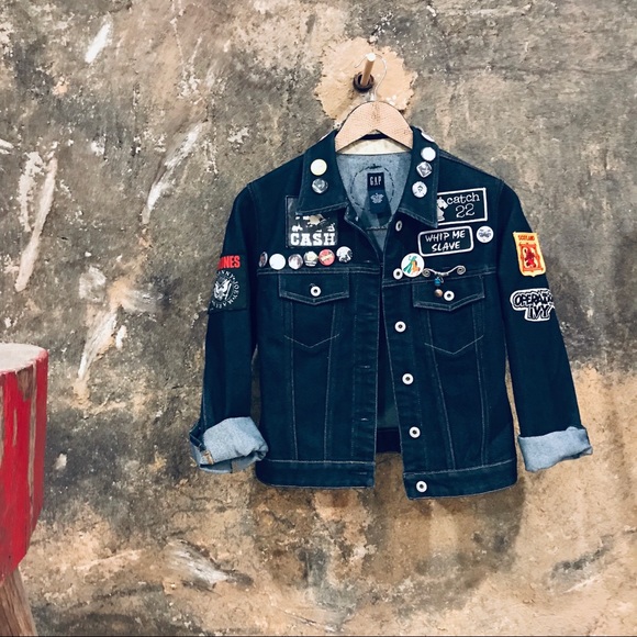 GAP Jackets & Blazers - Vintage GAP punk/psychobilly DIY blue denim jacket
